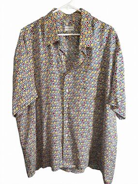 Maus & Hoffman XXL Geometric Circle Print Button Down Shirt Luxury Designer